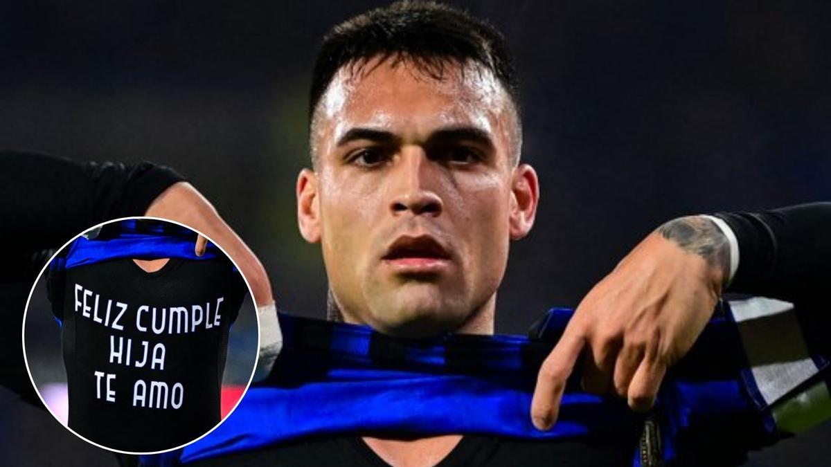 Lautaro Martínez muestra su camiseta en dedicatoria a su hija Nina