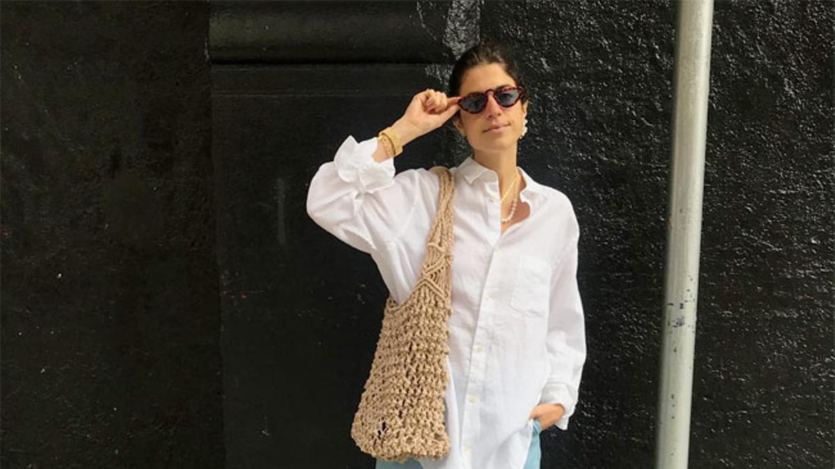 La 'it girl' Leandra Medine Cohen con pantalón 'palazzo' de Mango