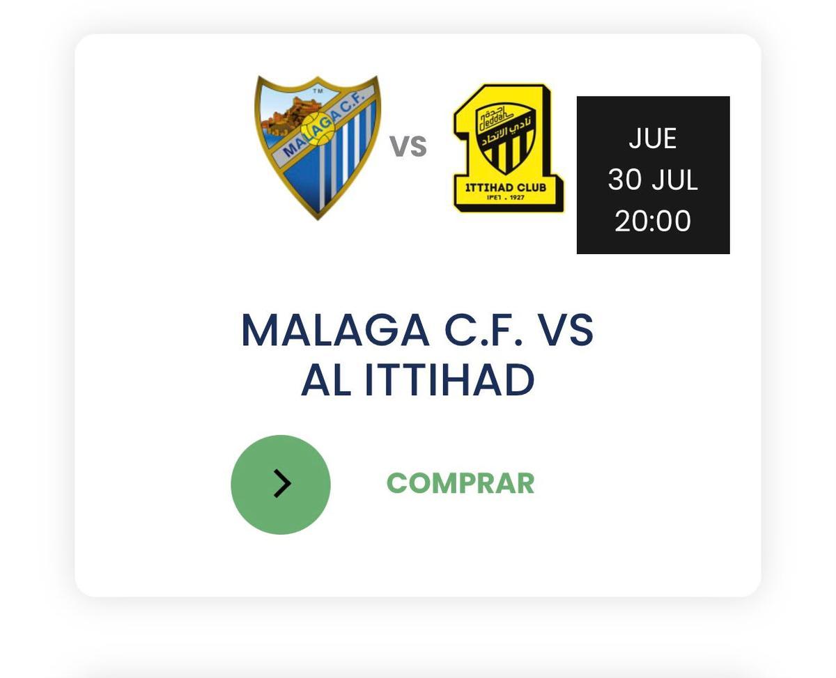 El Málaga CF se enfrentará al Al-Ittihad en el segundo partido de pretemporada.