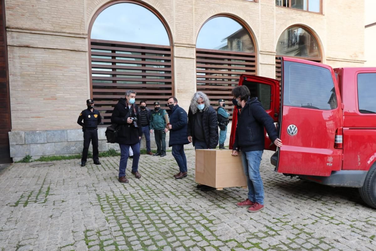 Llegan a Barbastro por fin una veintena de piezas de arte sacro de las 111 retenidas en Lérida