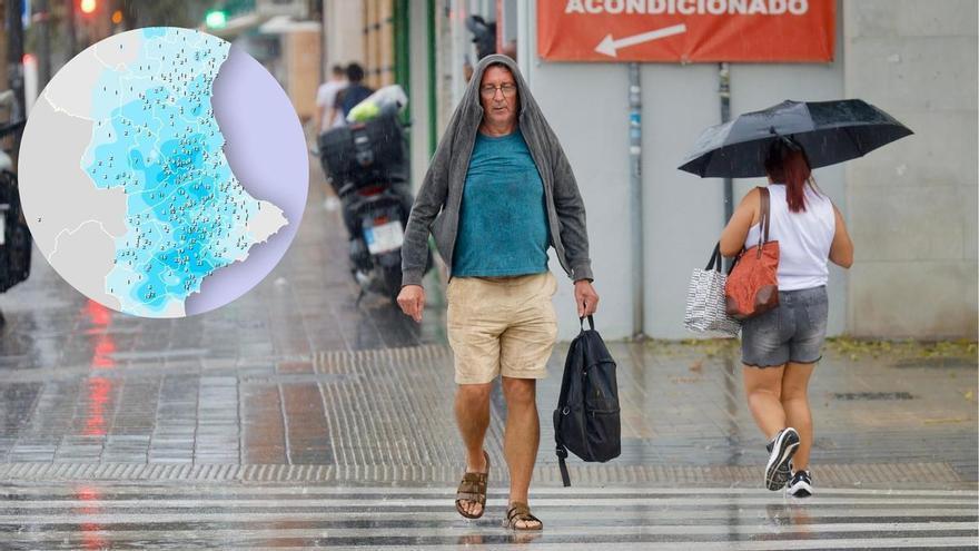 Un frente frío provoca un brusco desplome térmico, tormentas intensas y registros de lluvia de hasta 38 mm en una hora en la Comunitat Valenciana
