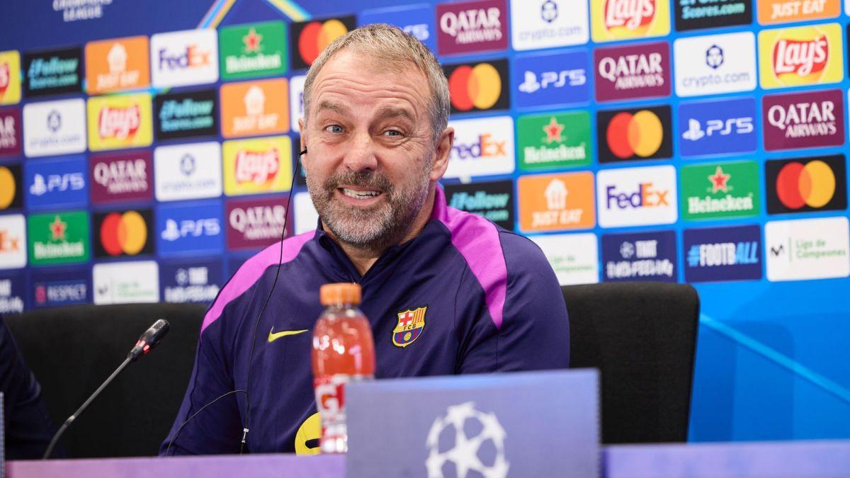 Hansi Flick, en la rueda de prensa previa al partido de Champions contra el Eintracht