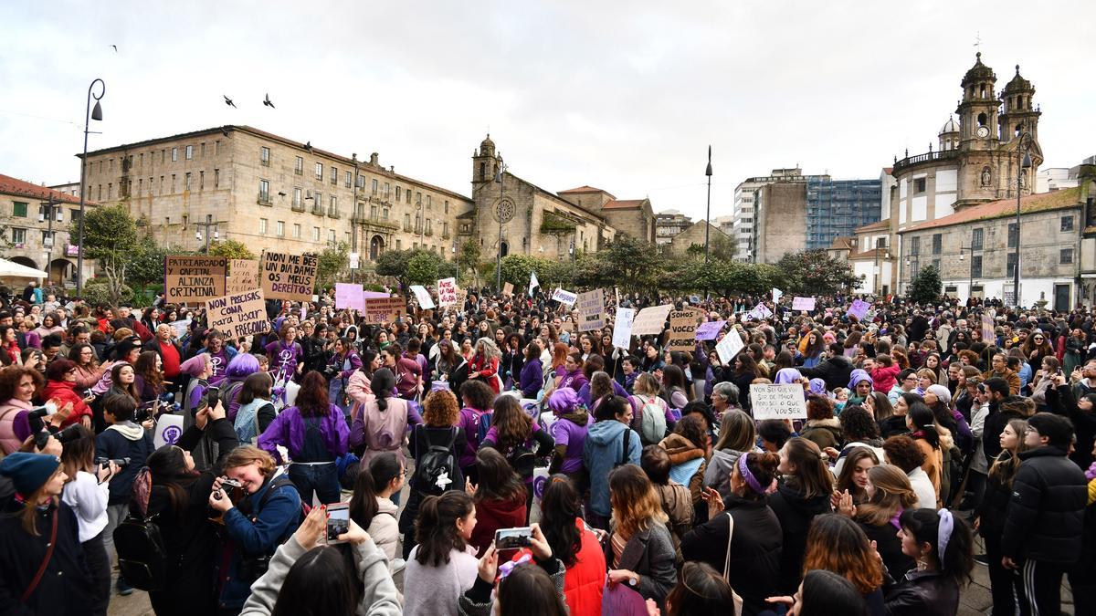 Marcha multitudinaria del 8 de marzo en Pontevedra en 2020
