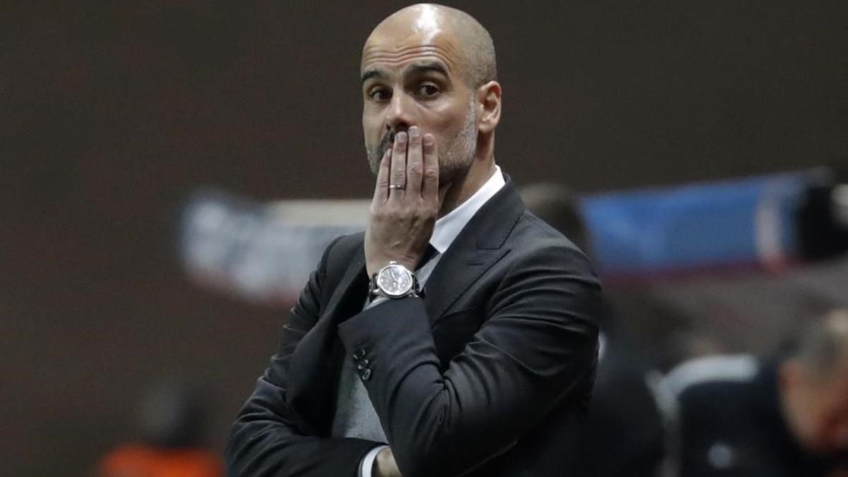 Guardiola durante el Mónaco-City en el Stade Louis II.