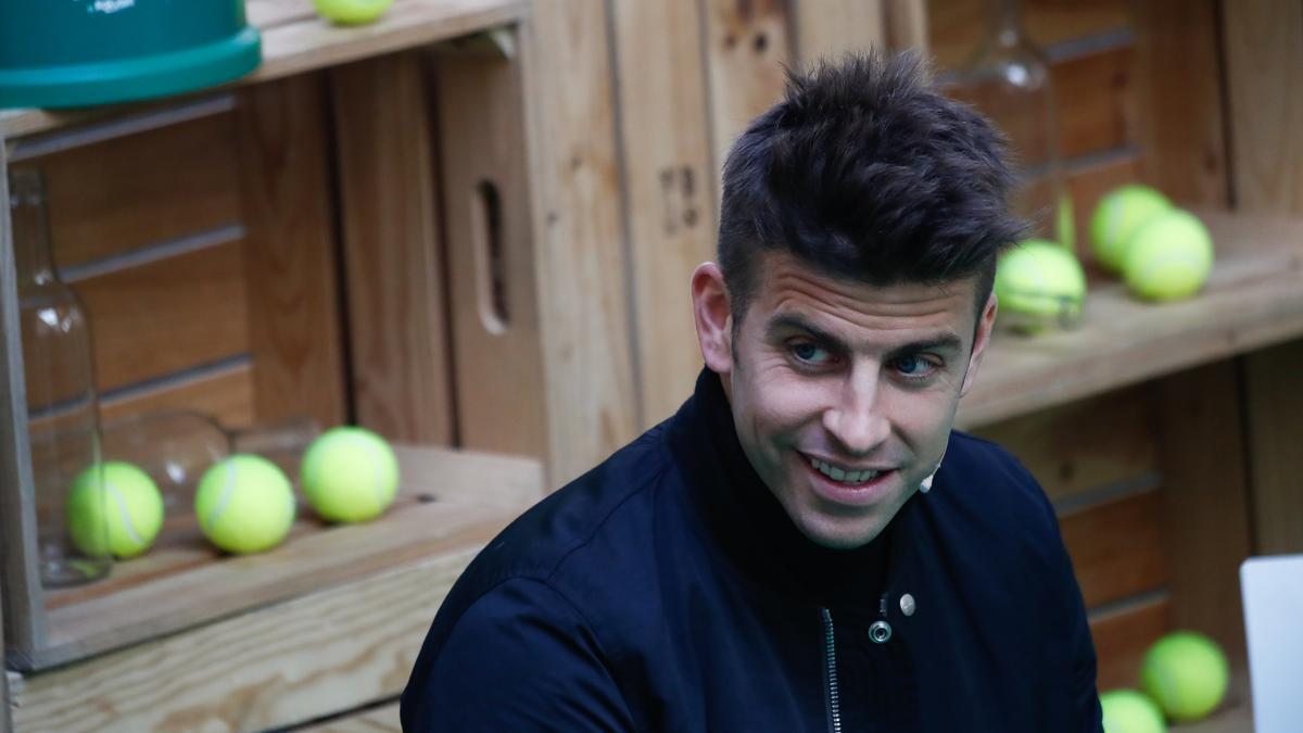 Piqué durante la presentación de la Davis