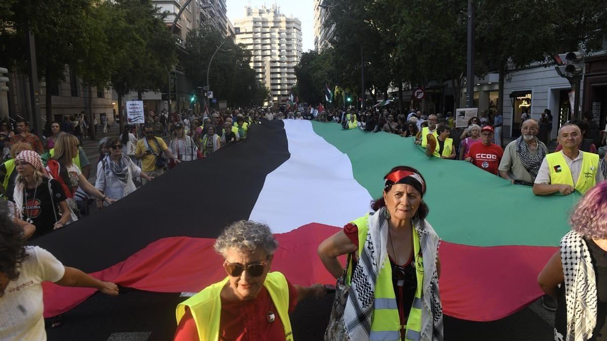Un momento de la manifestación en apoyo a Palestina en Murcia del pasado sábado.