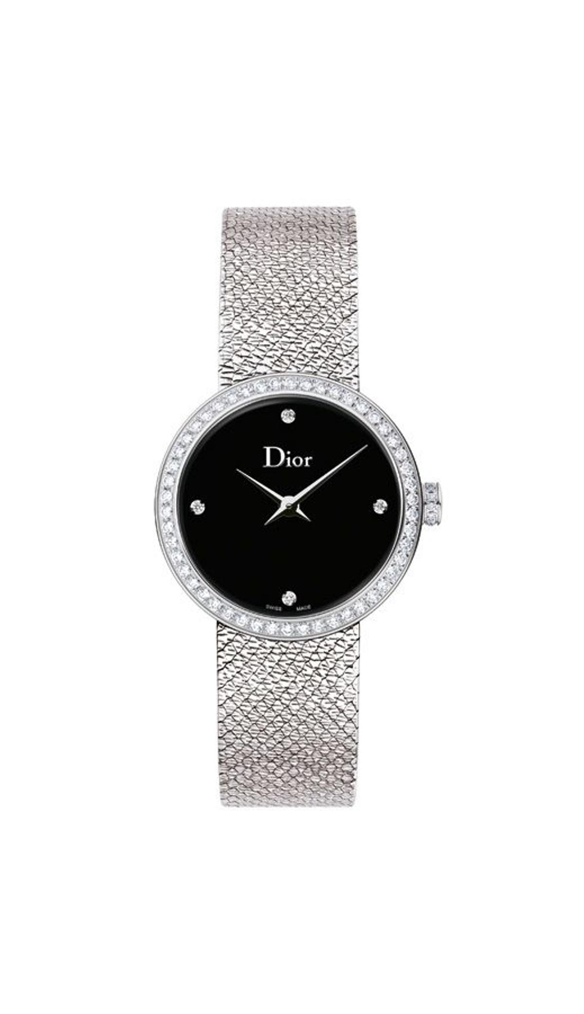 Dior La Mini D Satine: reloj de acero con esfera negra
