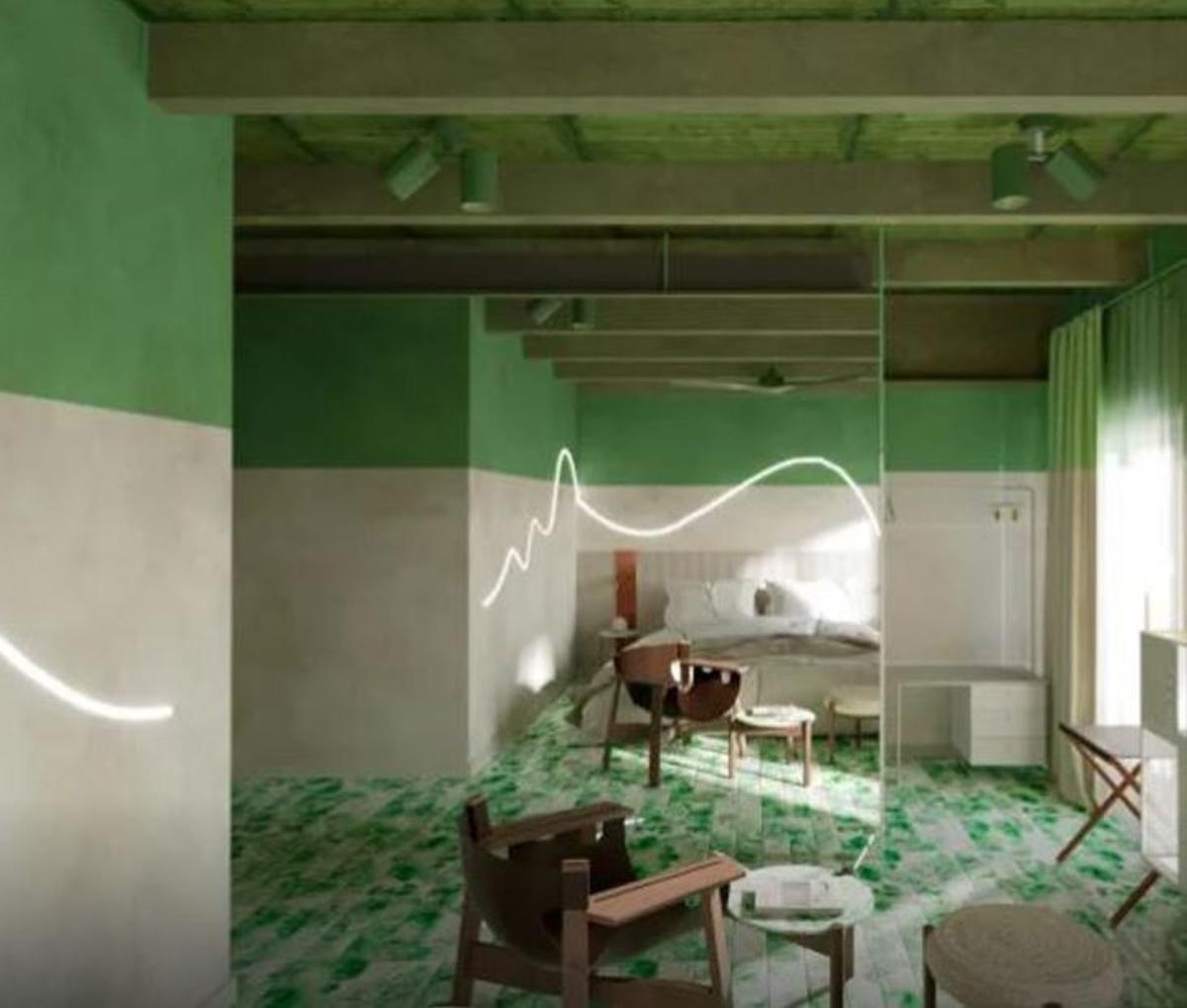 Eines der Zimmer, die alle unterschiedlich gestaltet sind.