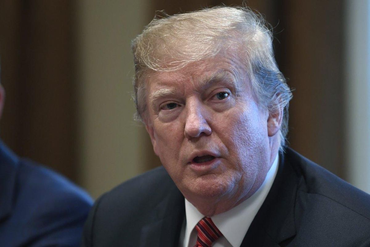 President Donald Trump meets with military leaders in the Cabinet Room of the White House in Washington  Wednesday  April 3  2019   AP Photo Susan Walsh