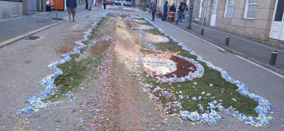Un coductor destroza las alfombras florales del Corpus de Gondomar