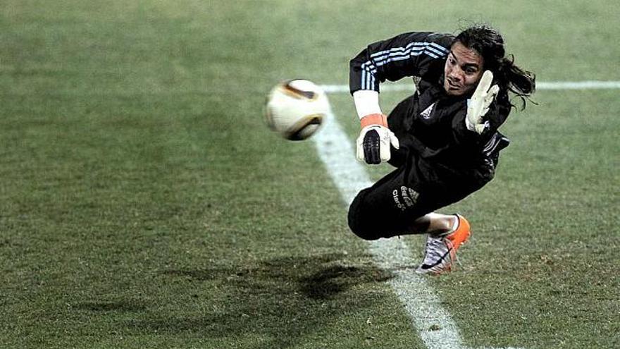 Romero, en un entrenamiento con la selección.