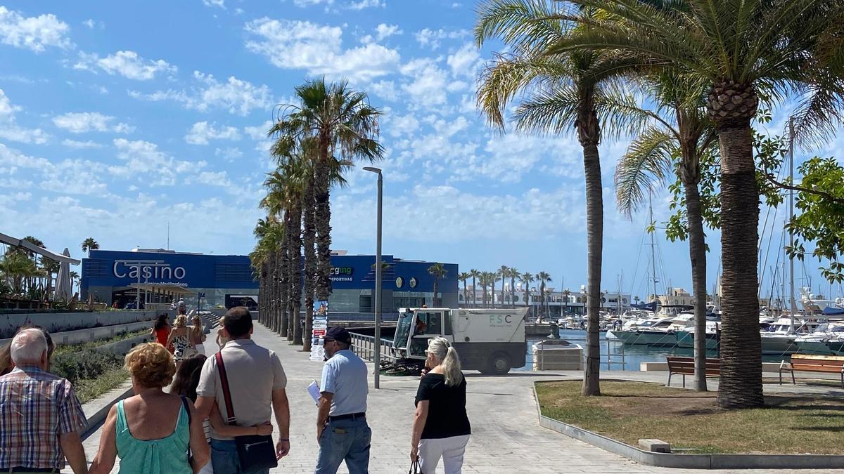 Un grupo de limpieza actúa en las inmediaciones del puerto de Alicante.