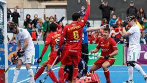 La selección española de hockey, durante el preolímpico