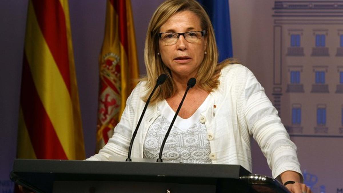 Joana Ortega, durante una rueda de prensa en Madrid, el pasado 29 de mayo.