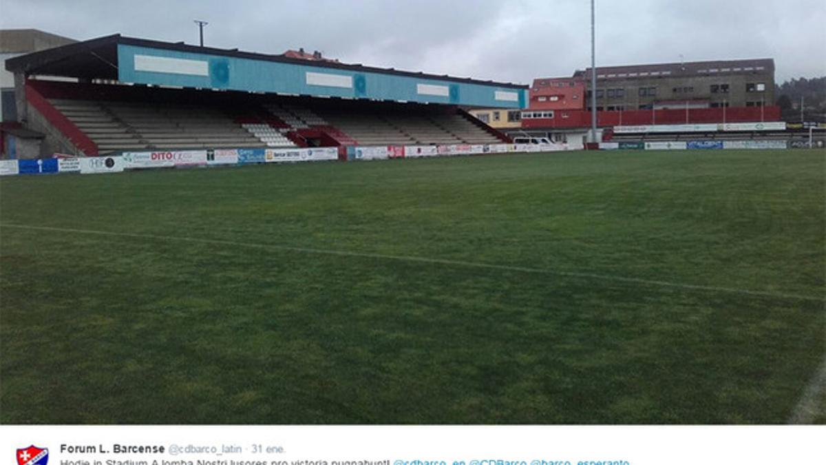 Imagen del estadio del CD Barco en la cuenta oficial de Twitter en latín.
