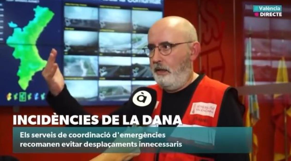 Fotograma de la intervención de Jorge Suárez en el informativo de À Punt de las 14 horas, el 29 de octubre de 2025.