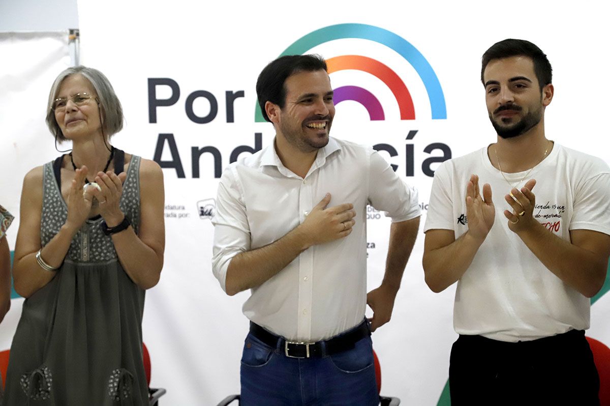 Alberto Garzón en la jornada electoral de Por Andalucía en Córdoba