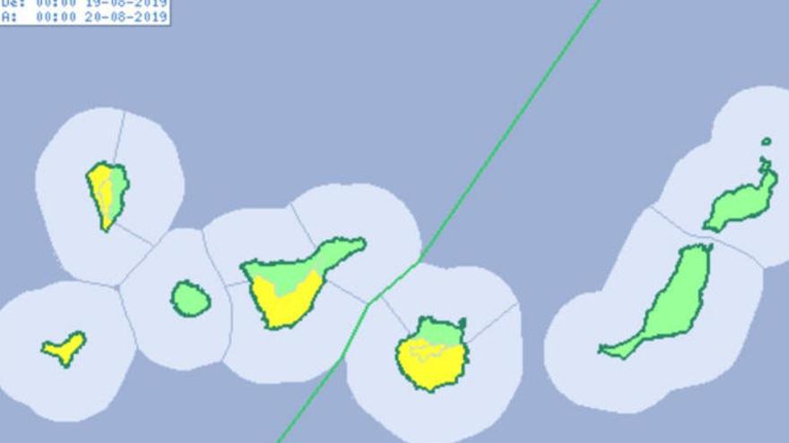 El aviso amarillo por temperaturas altas se mantiene el lunes en Canarias
