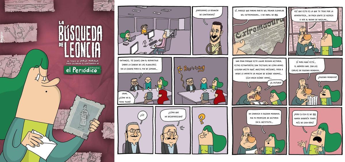 El genial Moraga convierte la historia del diario y de los últimos cien años de la región en un apasionante tebeo que cuenta la desaparición y búsqueda de la estatua.