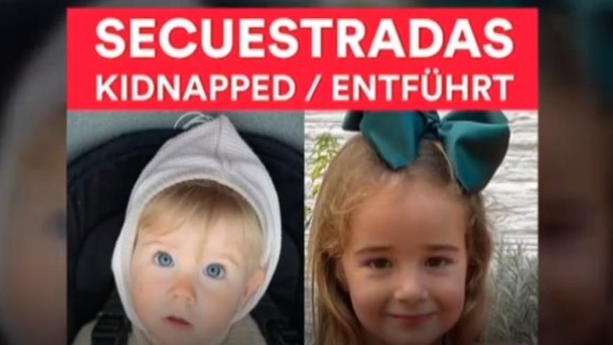 Fragmento del vídeo con un cartel de la niñas desaparecidas en Tenerife