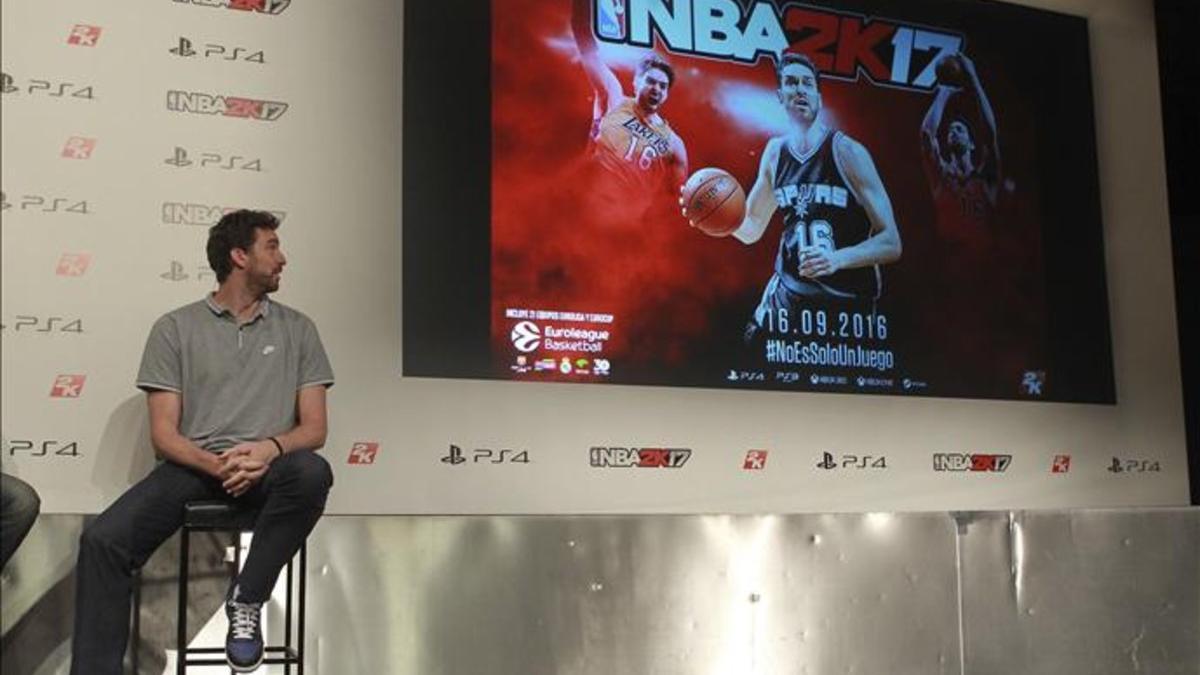 Pau Gasol, durante la presentación del videojuego de la NBA