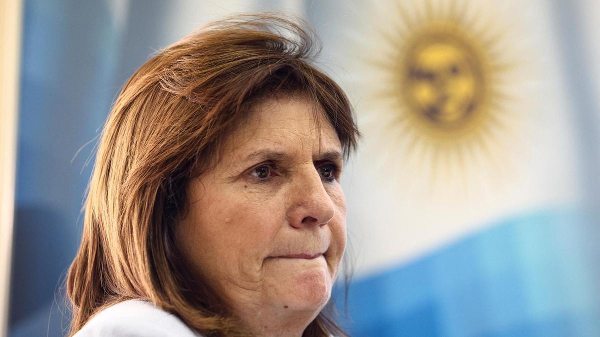 La candidata de Juntos por el Cambio, la conservadora Patricia Bullrich, este miércoles durante la rueda de prensa que ha ofrecido en Buenos Aires.