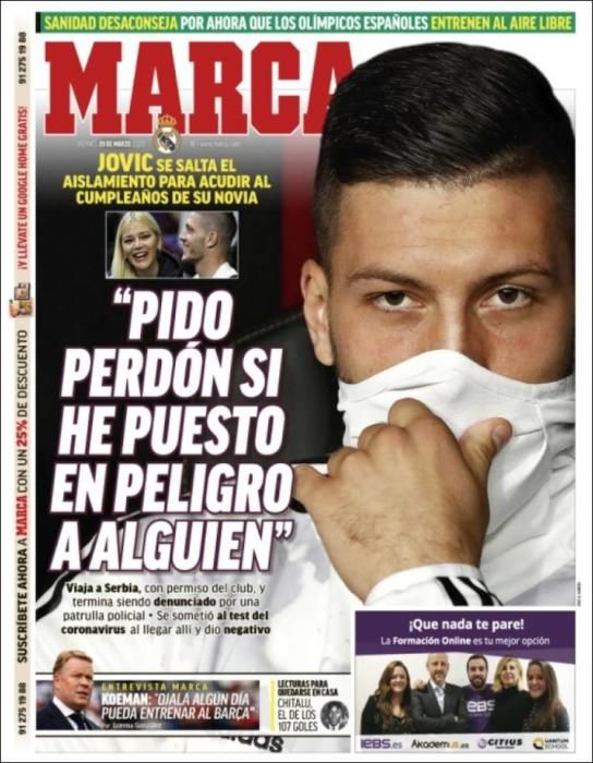 Portada MARCA viernes 20 marzo 2020