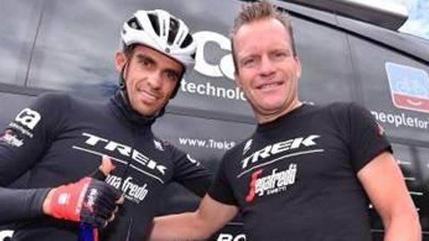 Alberto Contador amb Steven de Jongh, quan van coincidir al Trek.