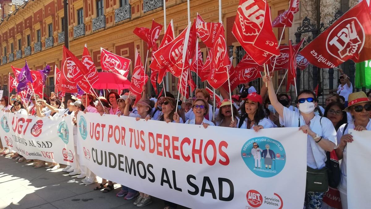 Manifestación regional ante el palacio de San Telmo en Sevilla, el pasado mes de junio
