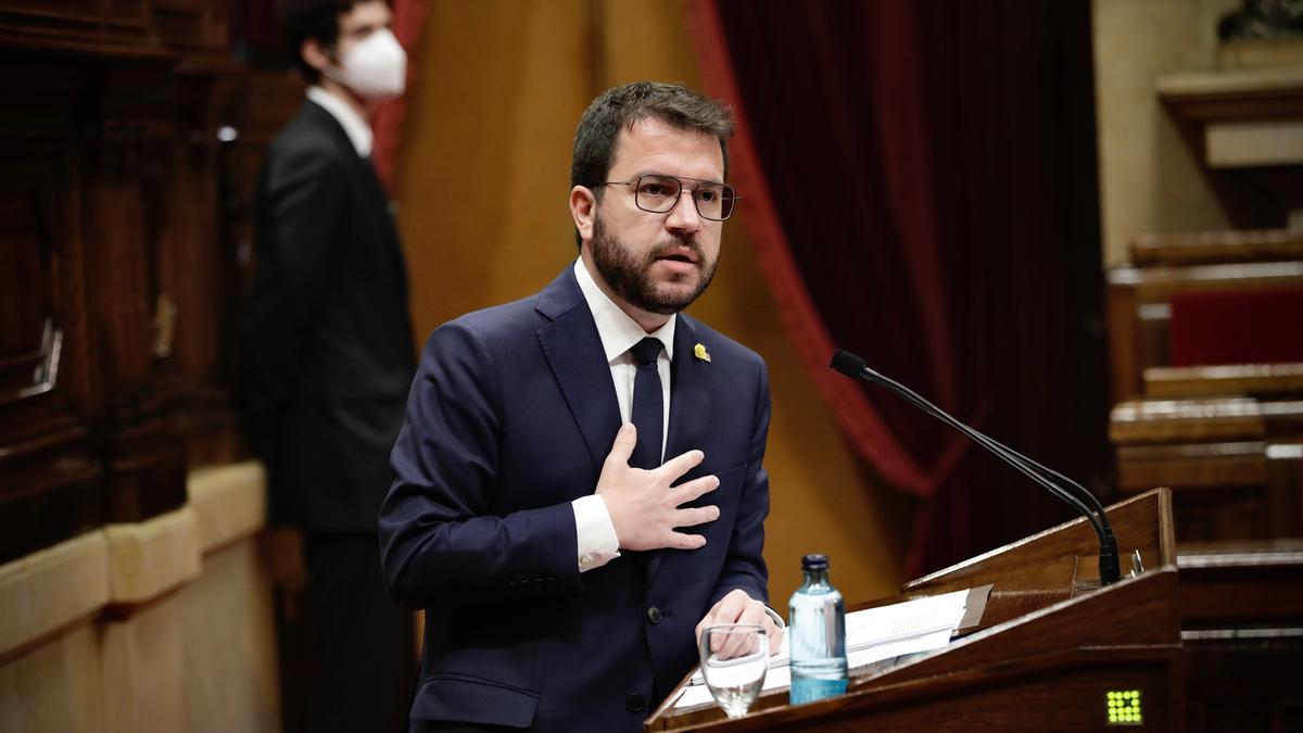 Pere Aragonès, durant el ple d&#039;investidura al Parlament