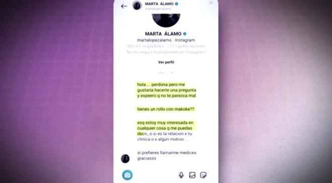 Mensaje de Marta Lopez Alamo pidiendo información sobre Makoke