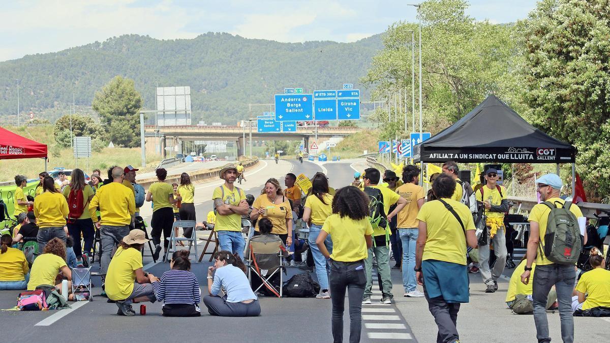 Un instant de la vaga dels docents a la Catalunya central de dijous passat