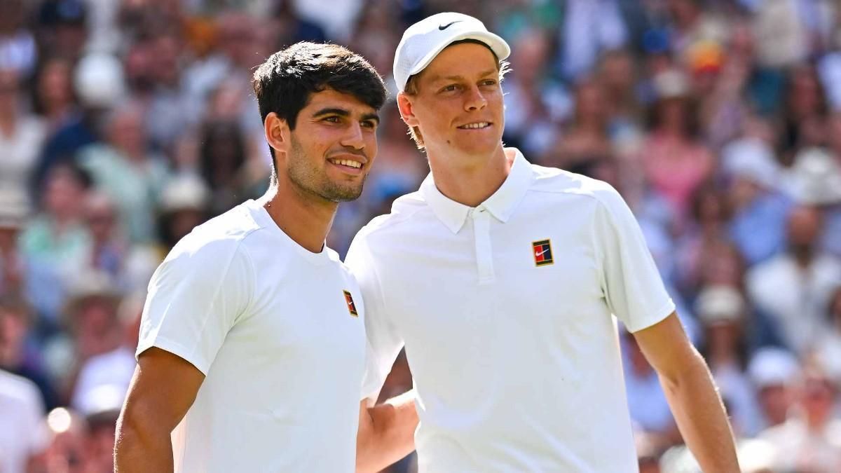Carlos Alcaraz y Jannik Sinner, en Wimbledon