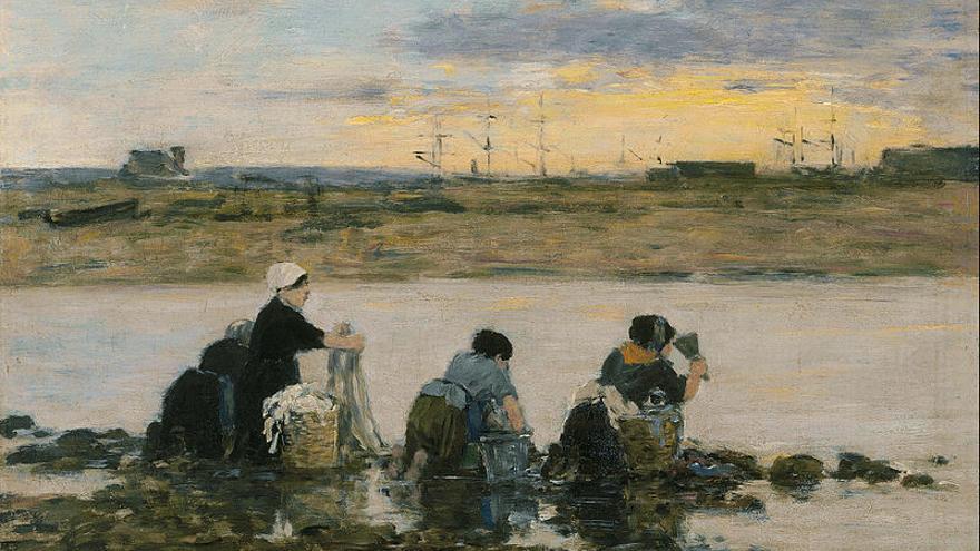 Eugène Boudins Gemälde &quot;Washerwomen by the River&quot;