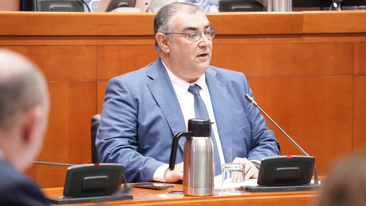 El director general de Despoblación de la DGA, Alberto Casañal, este martes en la comisión de las Cortes.