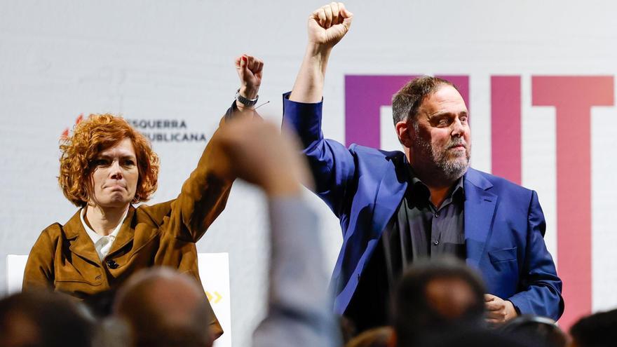 Elisenda Alamany y Oriol Junqueras en el congreso de ERC del pasado mes de marzo.