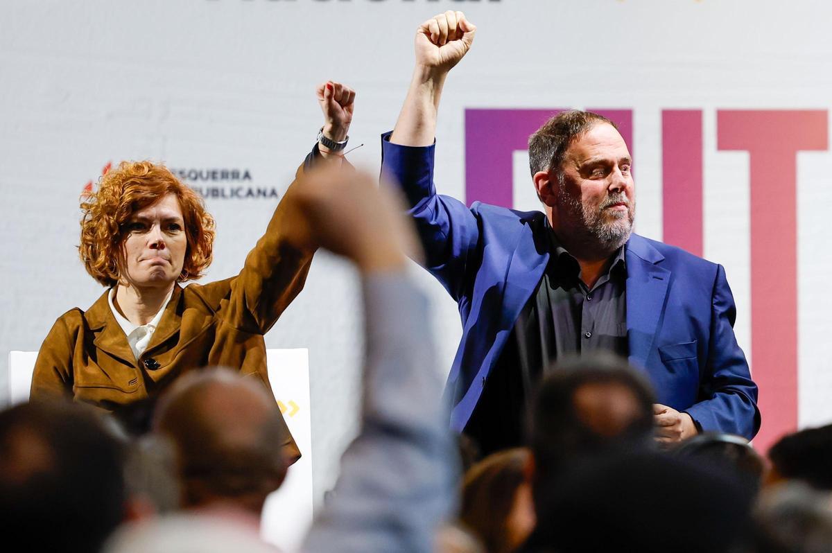 Elisenda Alamany y Oriol Junqueras en el congreso de ERC del pasado mes de marzo.