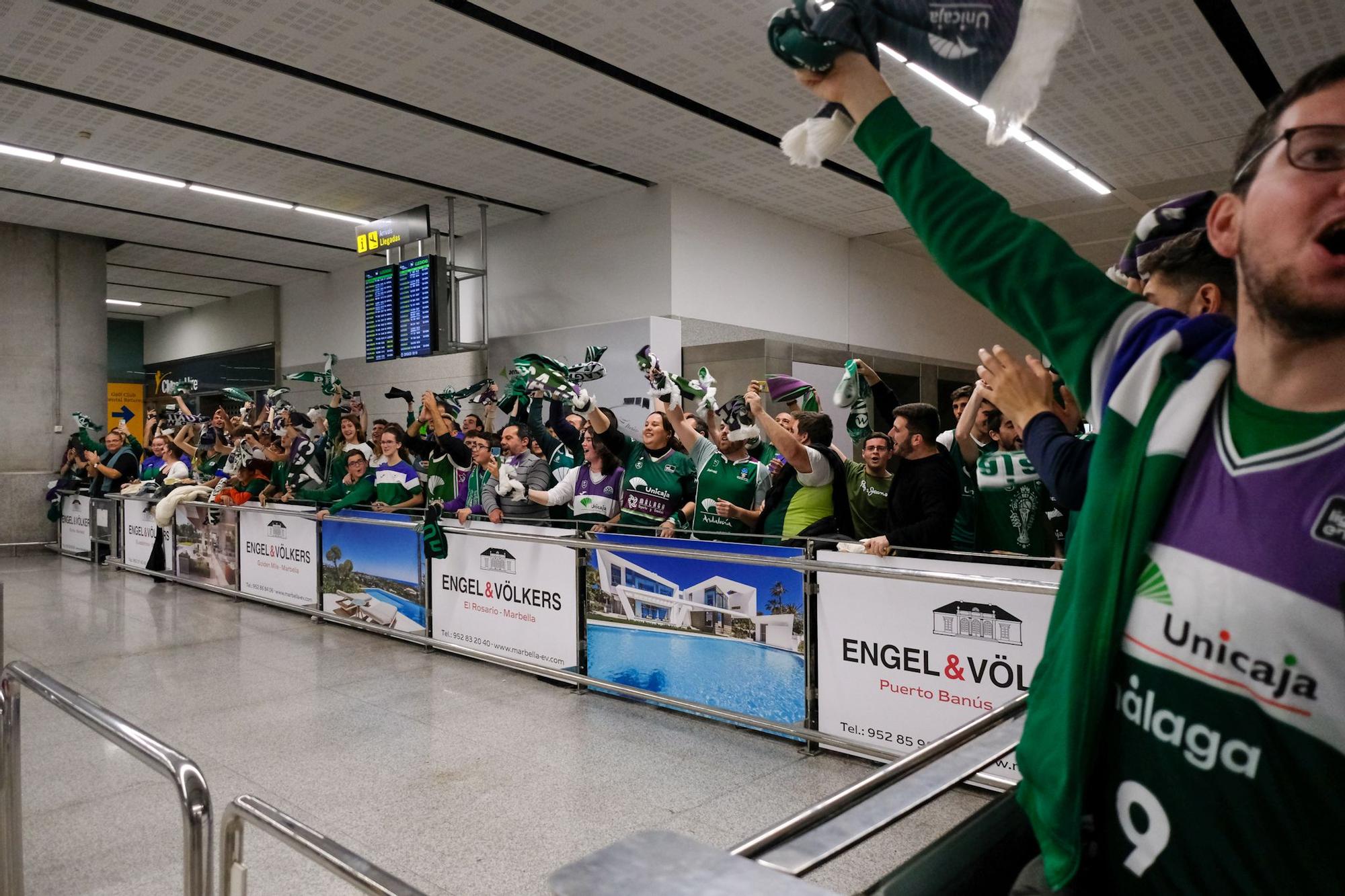 La llegada del Unicaja al aeropuerto de Málaga tras ganar la Copa del Rey