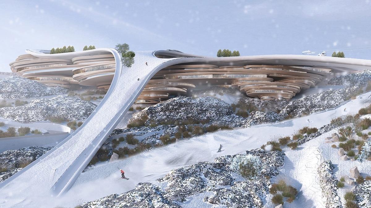 Una imagen del proyecto Trojena en la ciudad futurista de Neom