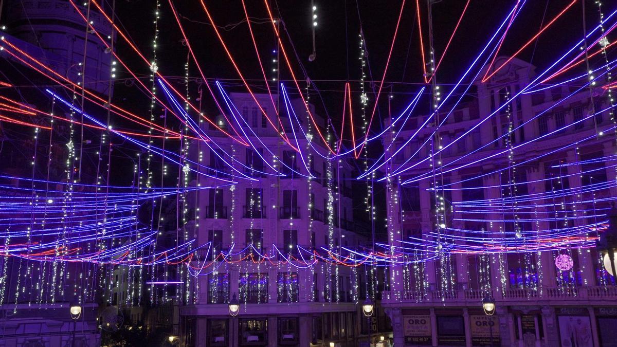 La Plaza de Canalejas (Madrid) iluminada con luces navideñas en una edición pasada