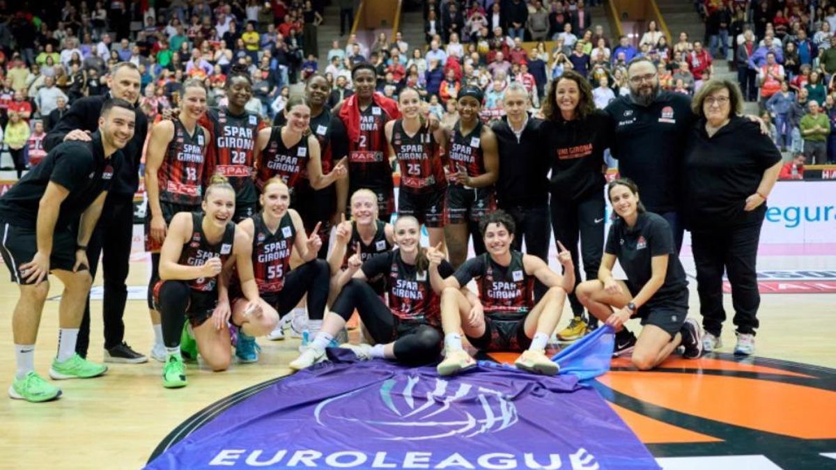 L'equip Spar Girona quan van classificar-se a l'Eurolliga.