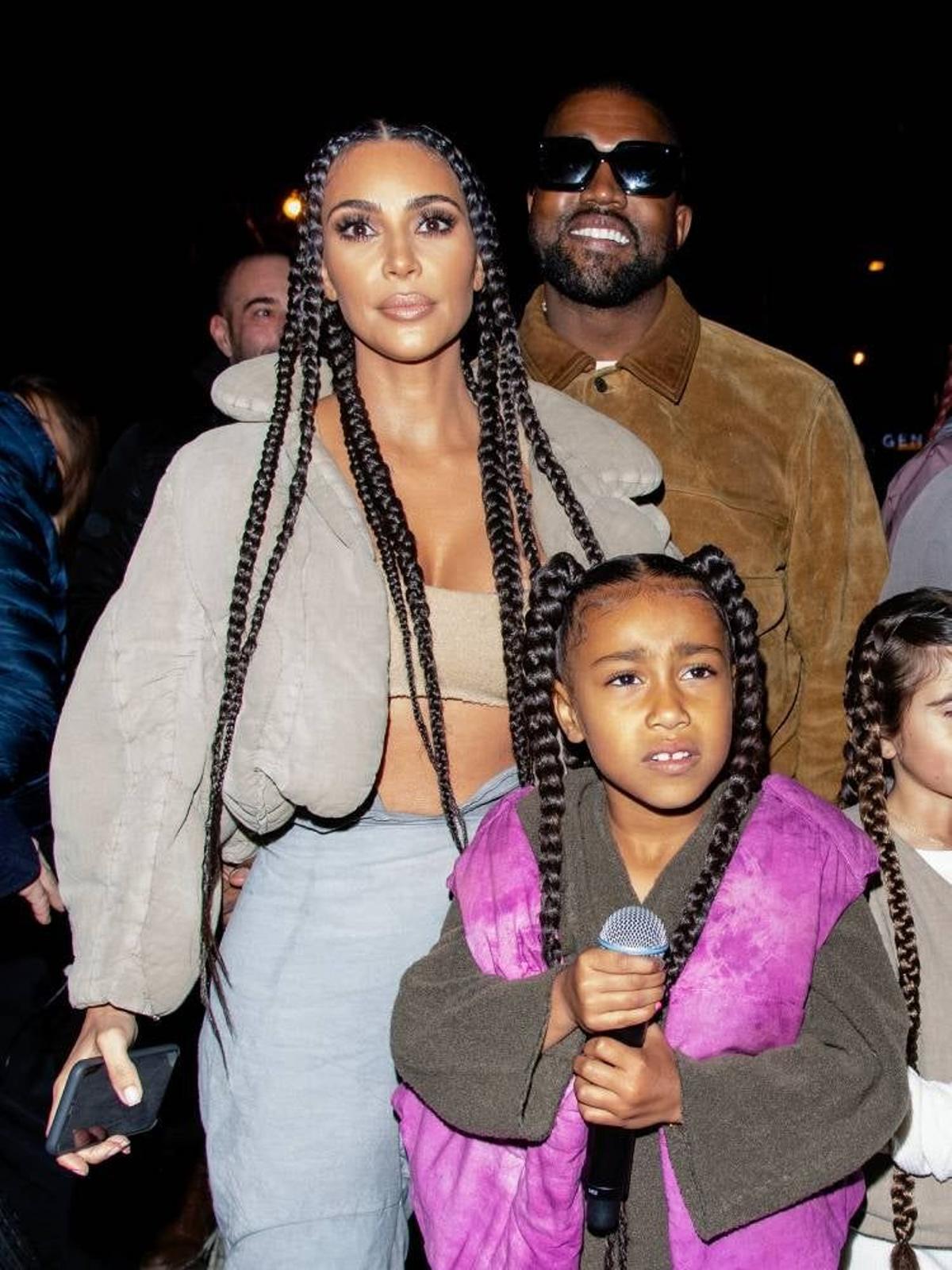 Kim Kardashian, Kanye West y North, una de las hijas de ambos