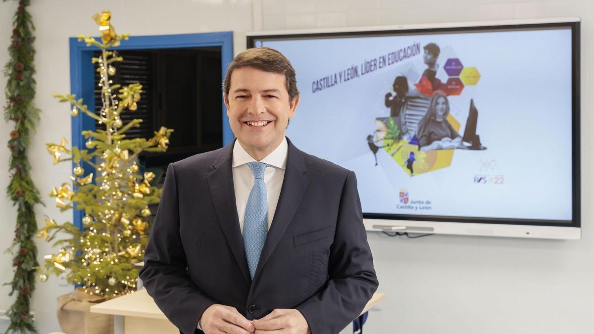 El presidente de la Junta de Castilla y León, Alfonso Fernández Mañueco, durante el discurso.