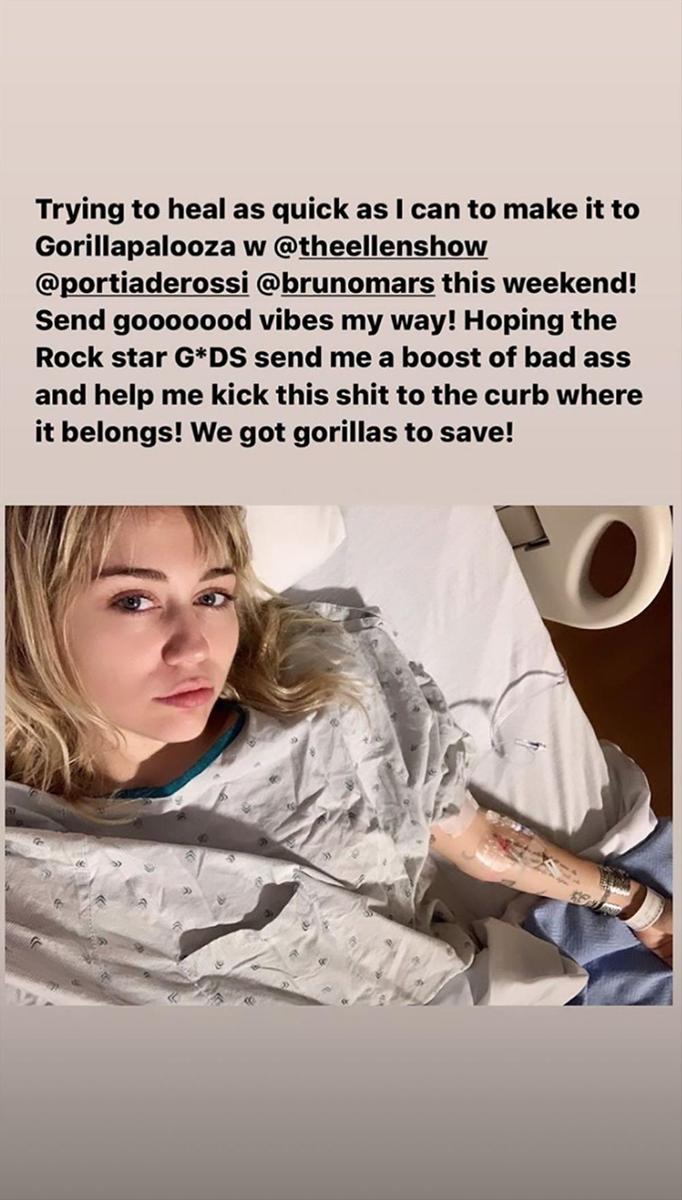 Miley Cyrus está en el hospital