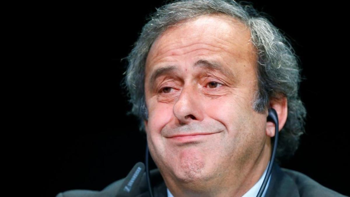 Michel Platini, en una de sus comparecencias cuando pretendía suceder a Joseph Blatter en la presidencia de la FIFA.