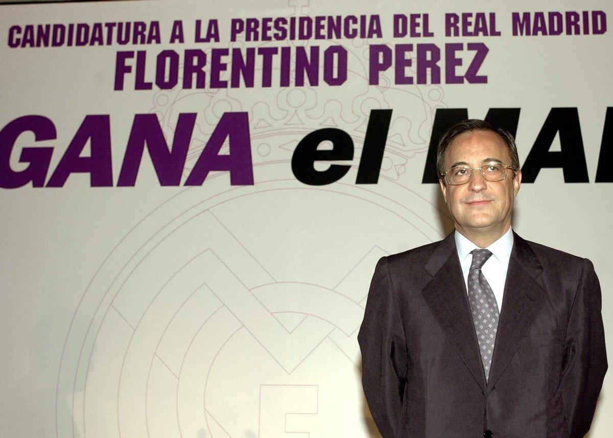 Florentino Pérez, durante la presentación de su candidatura en el año 2000