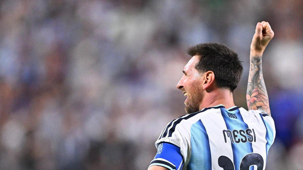 Messi celebra el seu segon gol.