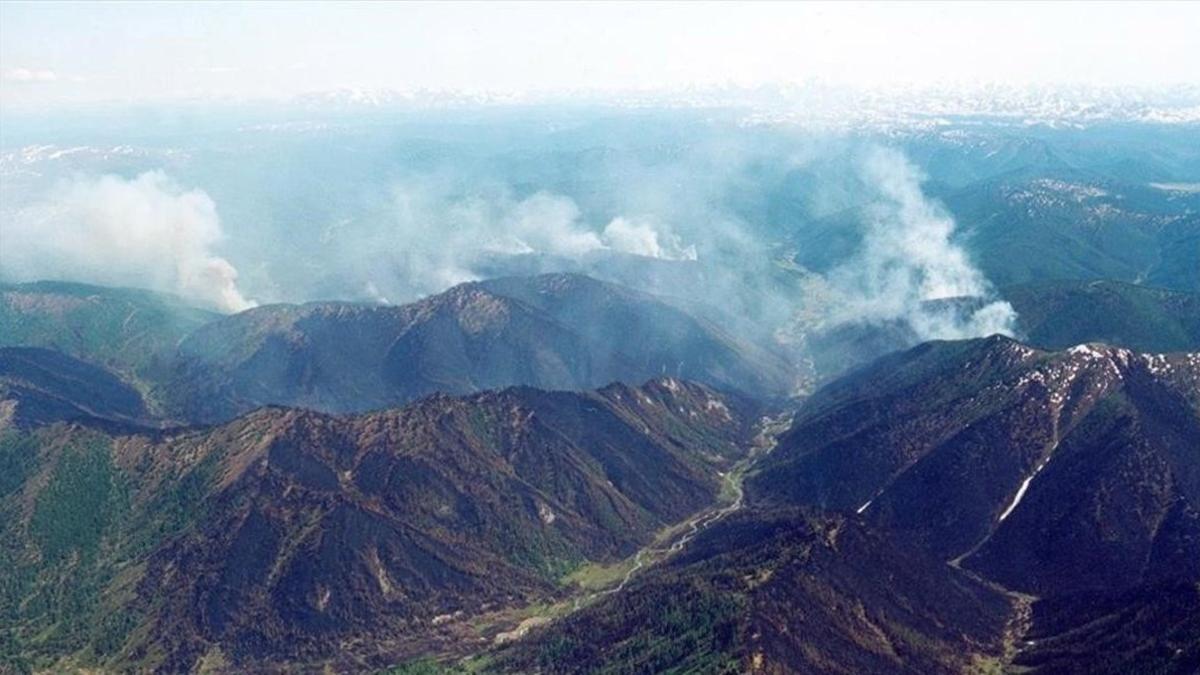 Imagen aérea del incendio en la región de Krasnoyarsk.