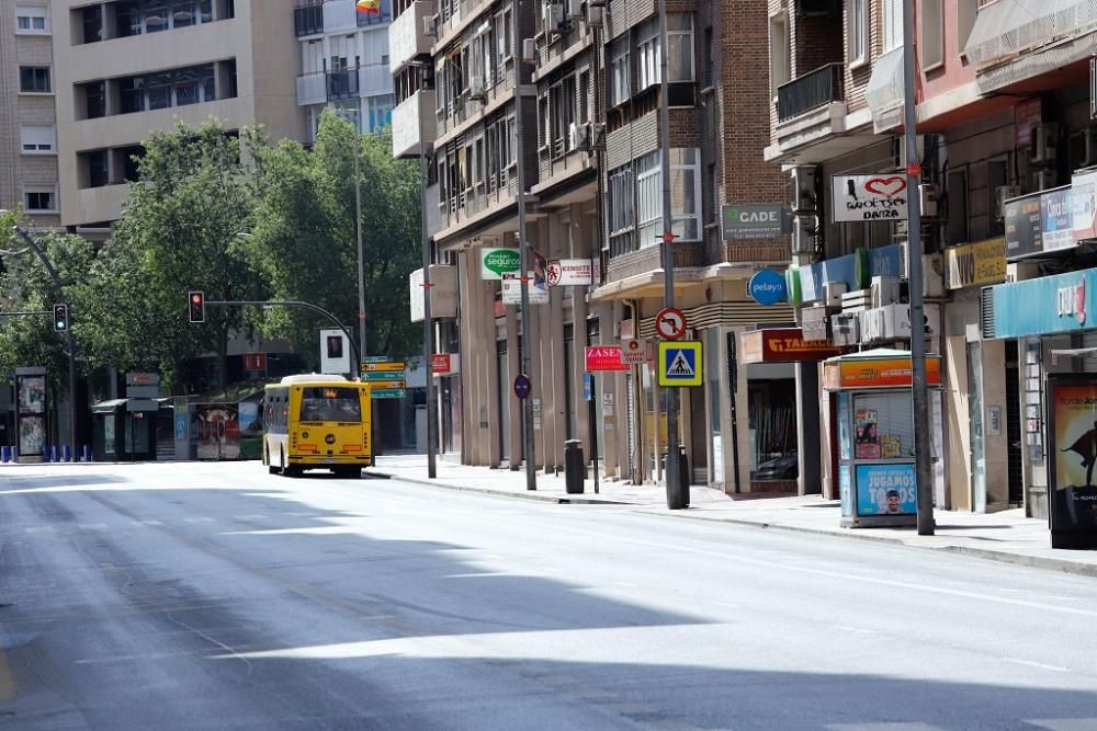 Coronavirus en Murcia: Las calles de la capital, prácticamente vacías