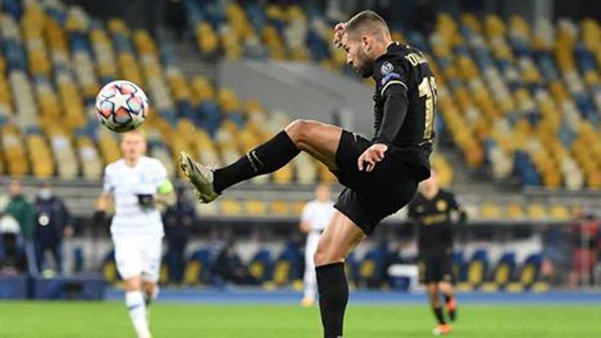 Jordi Alba, en una acción del Dinamo de Kiev - FC Barcelona de este martes